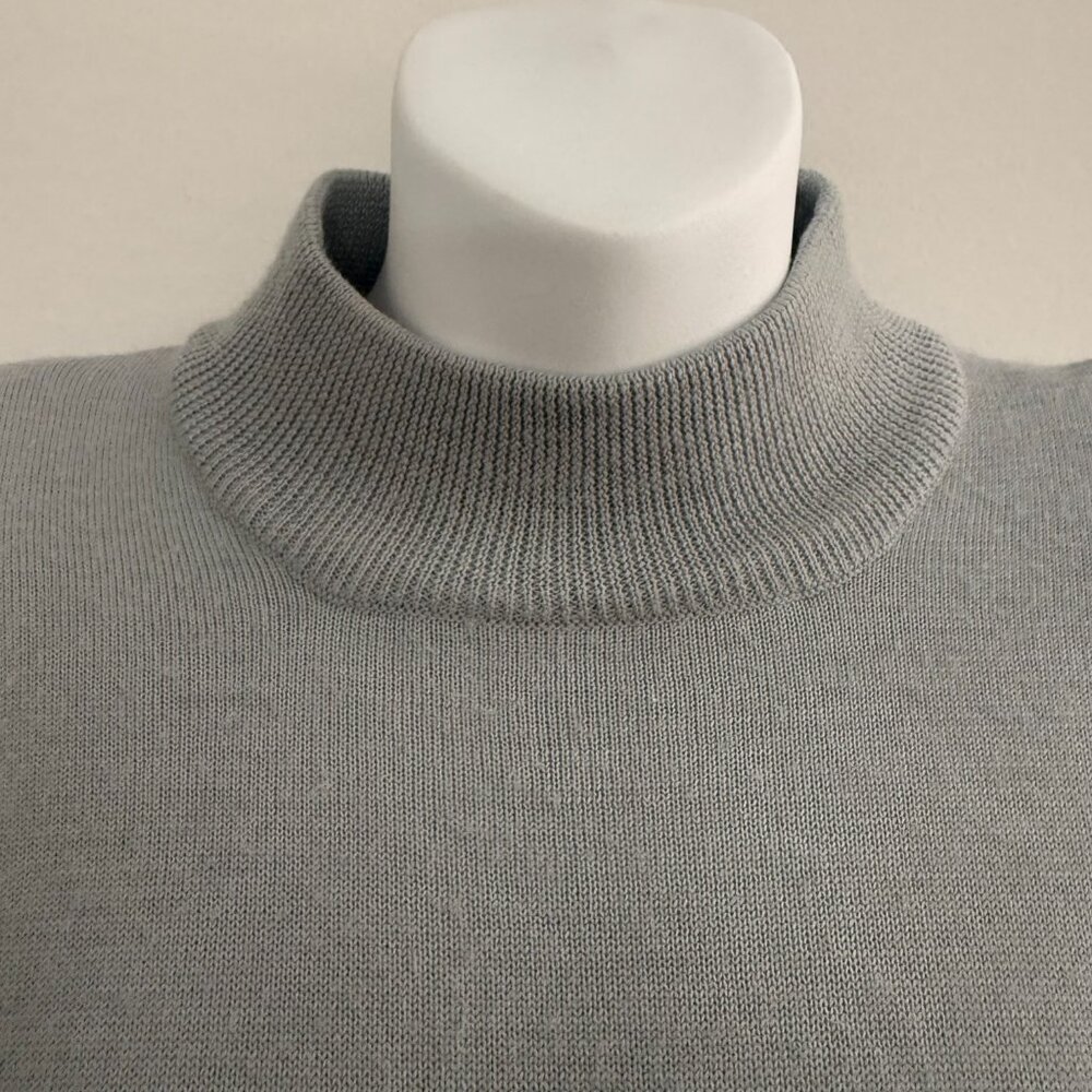 Vintage 1990's Kasper Knit Mock Neck Sweater | Icy Blue Gray | Size L - Picture 5 of 11